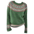 thumbnail image 4 of NMMUED Women's Fair Isle Pullover Sweaters Long Sleeve Crew Neck Loose Casual Knit Sweater Mint Green 5XL, 4 of 4