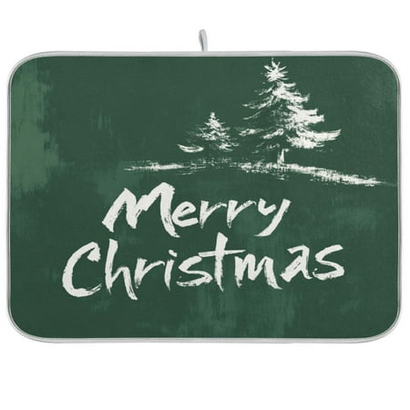 

Kitchen Drying Mat，Christmas Tree18 ×24 Single Sided Printed Kitchen Countertop Multi-Purpose Drainage Drying Mat.