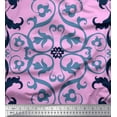 thumbnail image 1 of Soimoi polyester Crepe Fabric Swirl & Ogee Damask Print Fabric by the Yard 52 Inch Wide, 1 of 1