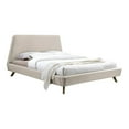 thumbnail image 2 of Pemberly Row Wood and Fabric Upholstered Queen Platform Bed in Beige, 2 of 6