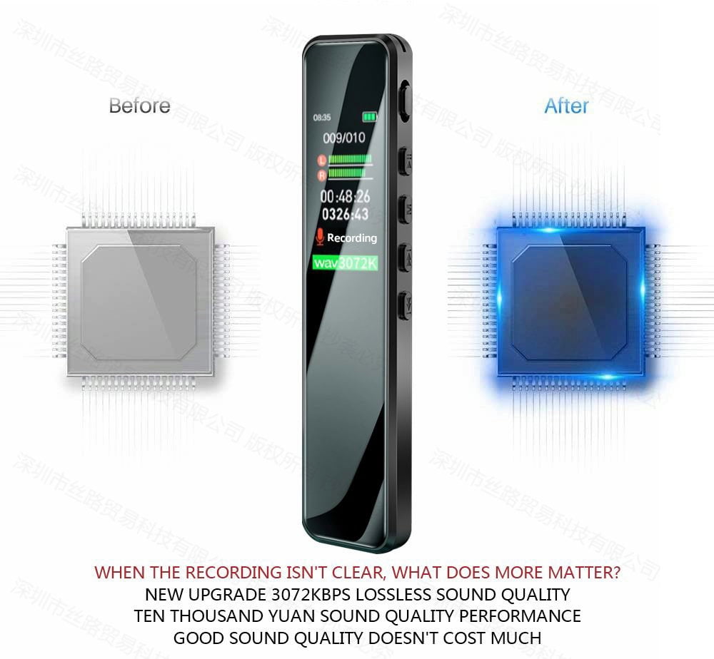 GL-82 Professional Mini Digital Voice Recorder Activated MP3 Stereo Audio Ultrathin Portable 3072Kbps with Timing Dictaphone Function