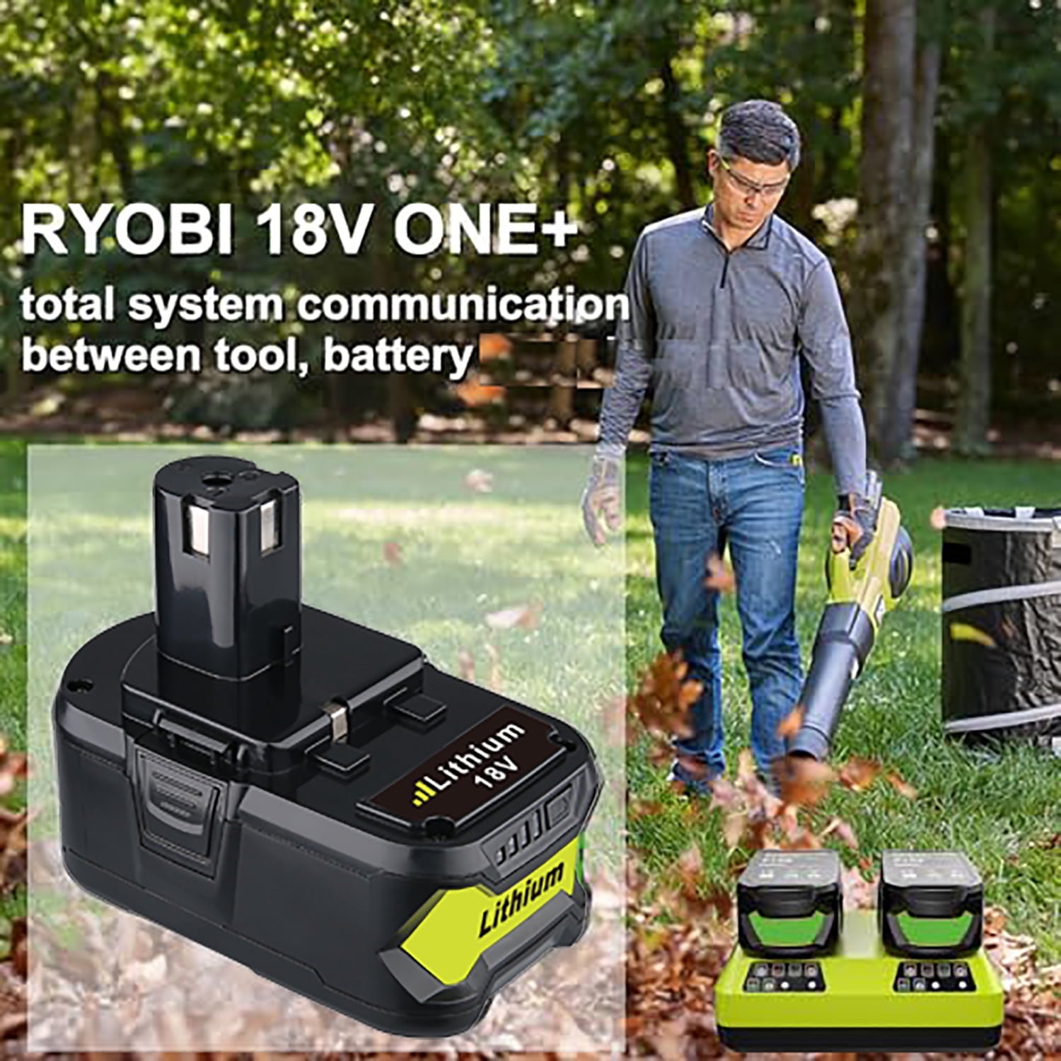MINGSCI 8.0 Ah 18V Replacement for Ryobi 18Volt Battery Lithium ion Batteries P108 P102 P103 P104 P105 P107 P109,1-Pack