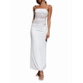 thumbnail image 2 of Two Piece for Women - Summer Vacation Outfits Sleeveless Asymmetrical Mesh Tank Crop Top Maxi Long Skirts White S, 2 of 8
