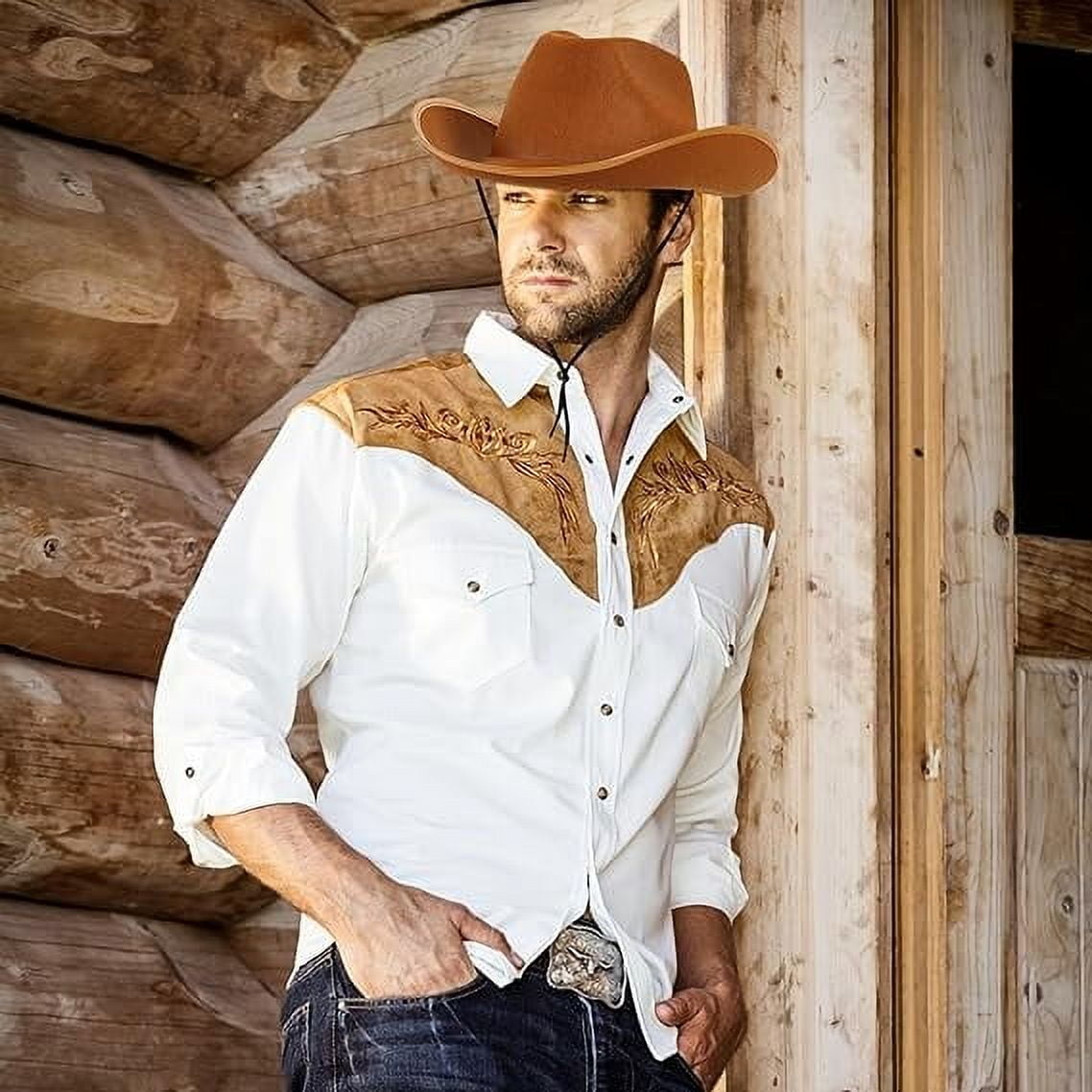 Cowboy Hat with Adjustable Strap for Parties Festival Costume Wowstyle Black Cowboy Hat, Unisex Polyester Felt, Adjustable  main image 2