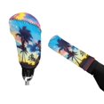 thumbnail image 4 of Renewold Hawaiian Palm Tree Blue Auto Handbrake Cover Gear Shift Knob Cover Set Neoprene Car Interior Decor Accessories, 4 of 7