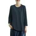 thumbnail image 4 of Breezora Plus Size Basic Long Sleeve Tee Women Comfort Stretch Cotton Blend Relaxed Fit Tshirt Layering Essential Top XXXL Size Grey, 4 of 4