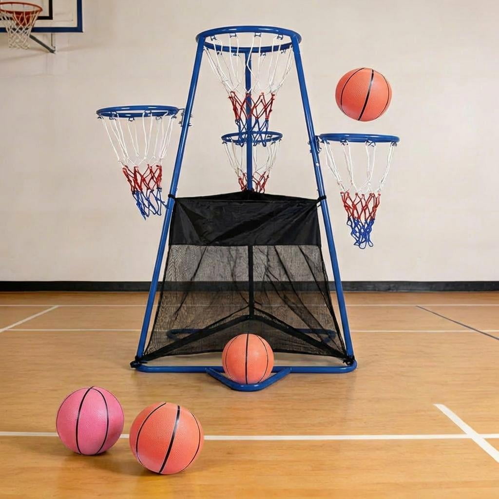 4 Hoop Basketball Set,Mini Adjustable Basketball Goal with Pump for  Indoor & Outdoor Play,Fun Basketball Game for Ages 3+ Birthday Gift