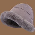 thumbnail image 3 of Yuanlong Womens Bucket Hat Minimal Plush Lined Warm Winter Hat Windproof Soft Cozy Casual Daily Elegant Outdoor Headwear, 3 of 3