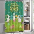 thumbnail image 6 of Happy Easter Small Stall Shower Curtain, Waterproof Shower Curtains for Bathroom, Rabbits Eggs Spring Daisy Floral Grass Green Washable Fabric Bath Curtain for Bathtub with Hooks 36x72 Inches, 6 of 9