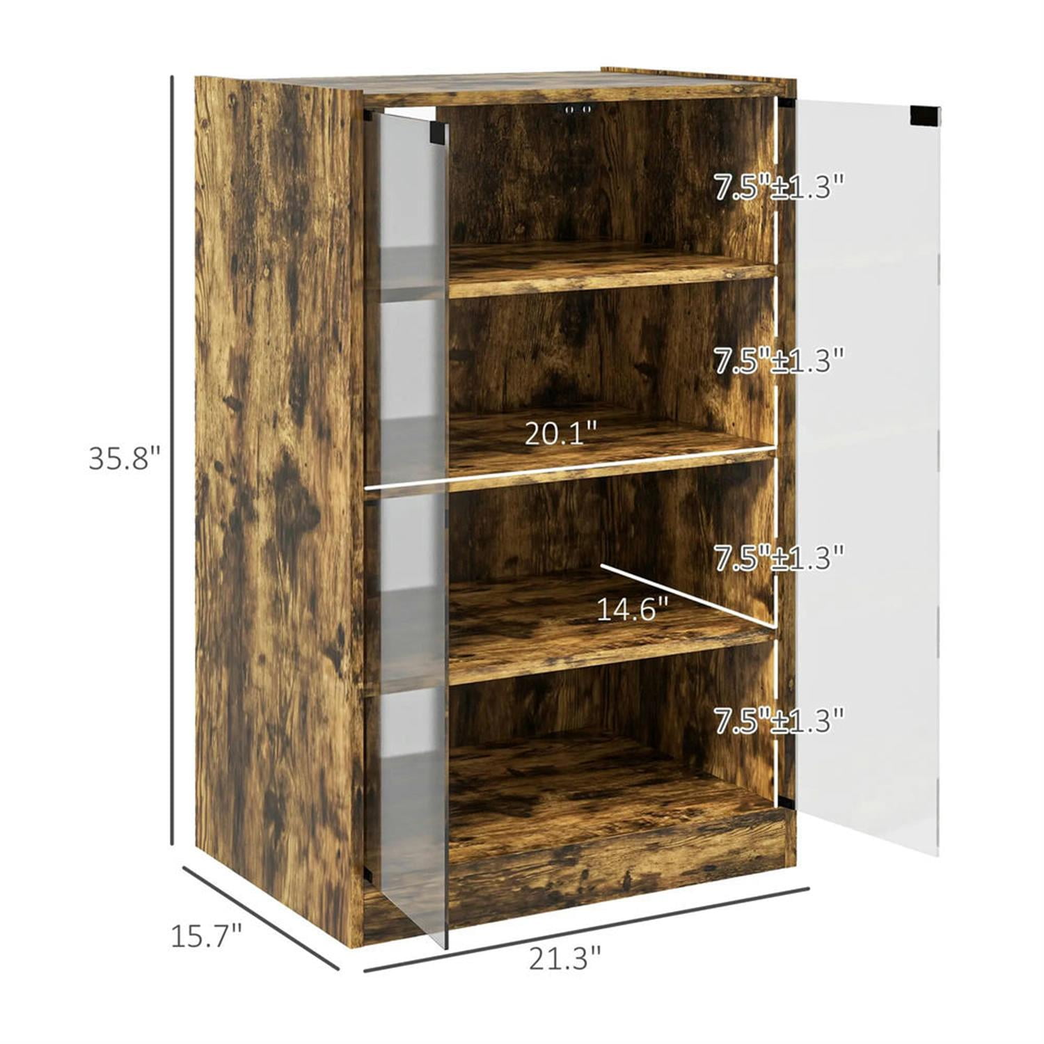 Demi Bonn 5-Tier Media Stand, DVD Storage Cabinet with Adjustable Shelves, Tempered Glass Doors, and Cable Management, Brown