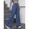 thumbnail image 5 of Women High Waisted Jeans Boyfriend Baggy Wide Straight Leg Casual Denim Pants Trousers L, 5 of 9