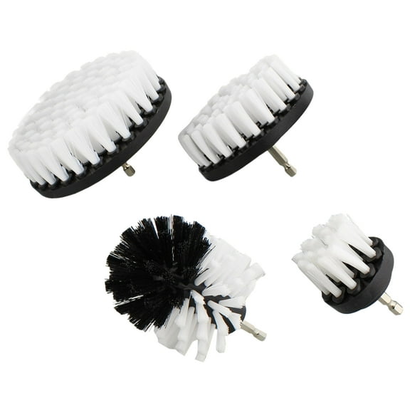 ABN 1/4in Drive Drill Cleaning Brush Attachment Set - 4 Piece White Soft Bristle