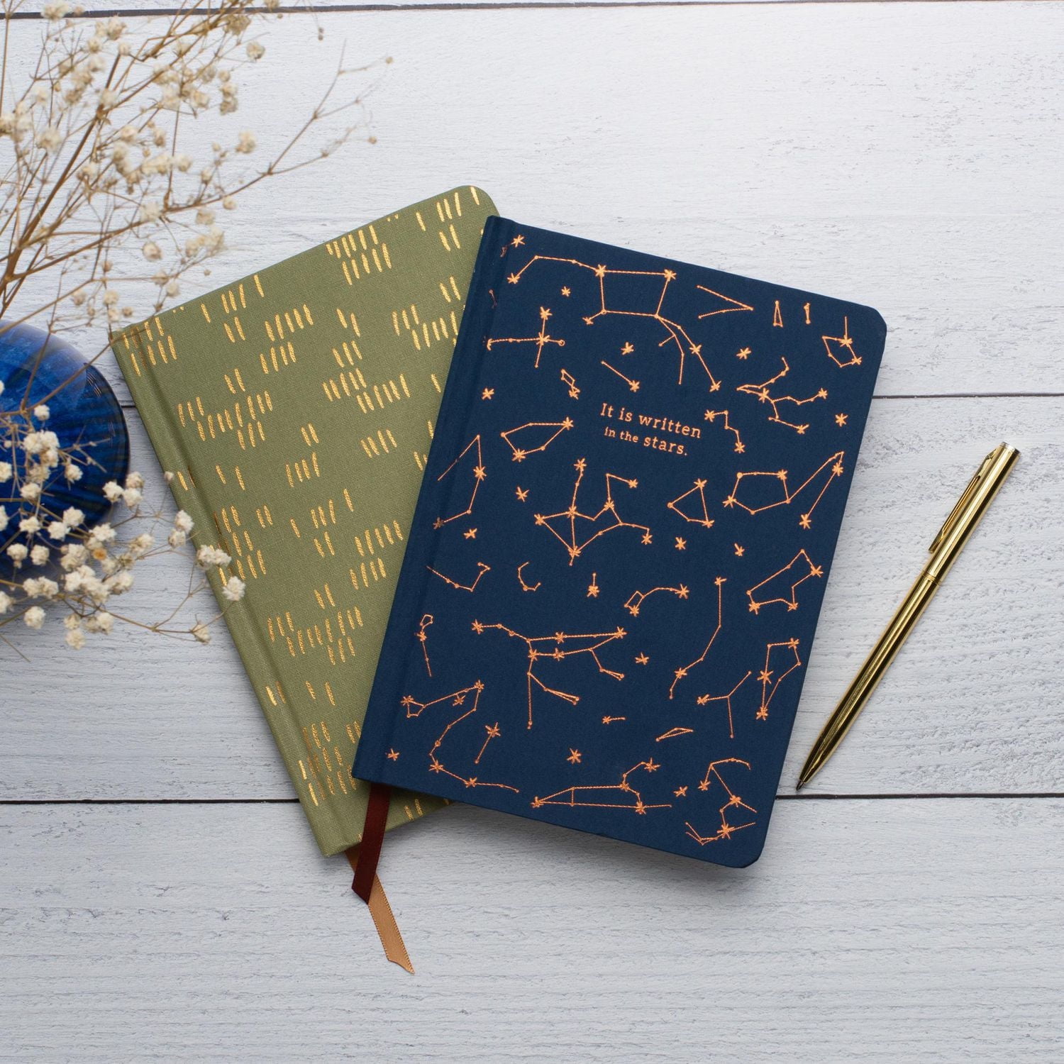 Think Ink Book Cloth Hardcover Green with Gold Sparkle Journal - 5.25” x 7.25", 160 Pages, Perfect For Teens and Adults at Home, School, or Work