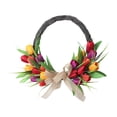 thumbnail image 3 of Corona artificial de primavera y verano de tulipanes de 15,75 pulgadas para decoración del hogar para la puerta principal. Estilo E, 3 of 9