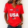 thumbnail image 2 of Iaqnaocc 250 Anniversary Usa Shirt Womens Shirts Short Sleeve 250 Anniversary USA Flag 250 Anniversary Usa Flag 4th Of July Patriotic V Neck 1776 Tee Tops Red XL, 2 of 4