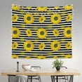 thumbnail image 2 of Pofeuu Sunflowers On Black And White Stripes Print Wall Tapestry Decoration Wall Hanging Tapestry 60 x 51 Inch, 2 of 6