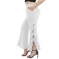thumbnail image 2 of Abatab Women's High Waisted Pants Elastic Falbala Side Slit Trendy Casual Gothic Pants Stretch Bootcut Comfy Clubwear Outfits, 2 of 7