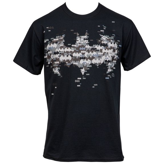 Batman Symbol from Scattered Logos T-Shirt-2XLarge