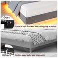 thumbnail image 4 of King Size Floating Bed Frame with LED Lights & Charging Station - Upholstered Platform Bed with Storage Headboard, Folding Shelves & Metal Slats, No Box Spring Needed, Grey, 4 of 8