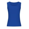 thumbnail image 4 of HOWPAY Débardeurs pour Femmes Sans Manches Couleur Unie Basique Mignon T-Shirt Extensible Ajusté Confortable Col Rond Chemises Décontractées Été Camisole Bleu TTG, 4 of 5