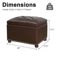 thumbnail image 6 of Homebeez 18" Leather Storage Ottoman Upholstered Footstool Bench for Bedroom Hallway, Brown, 6 of 9