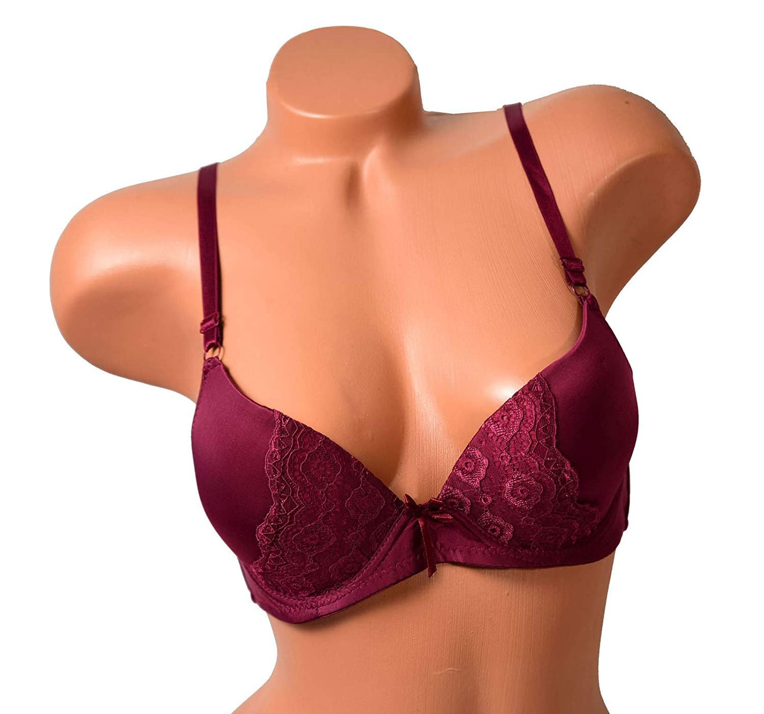 Bare The Push-Up Without Padding Bra 34DDD, Maroon Banner at  Women's  Clothing store