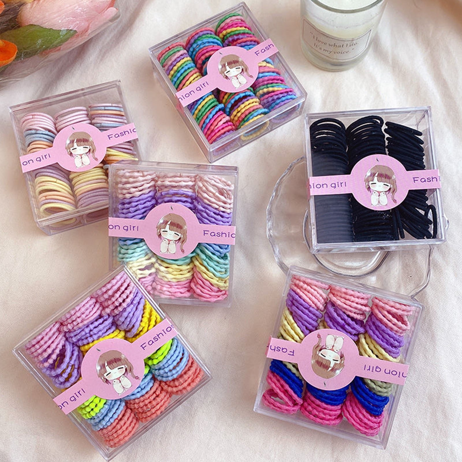 MJartoria 100 Pieces Nometal Hair Elastics Hair Ties Ponytail Holders