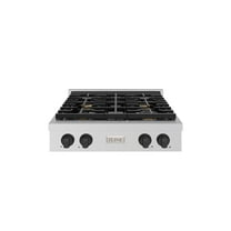 ZLINE 30 in. Autograph Edition Paramount Gas Rangetop with 4 Burners and Porcelain Cooktop in Stainless Steel with Matte Black Accents (SRTZ-30-MB)