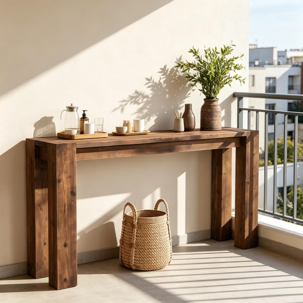 Solid Wood Farmhouse Console Table, Rustic Entryway Sofa Table with Widened Legs, Max 350LBS Weight Capacity for Hallway Behind Couch