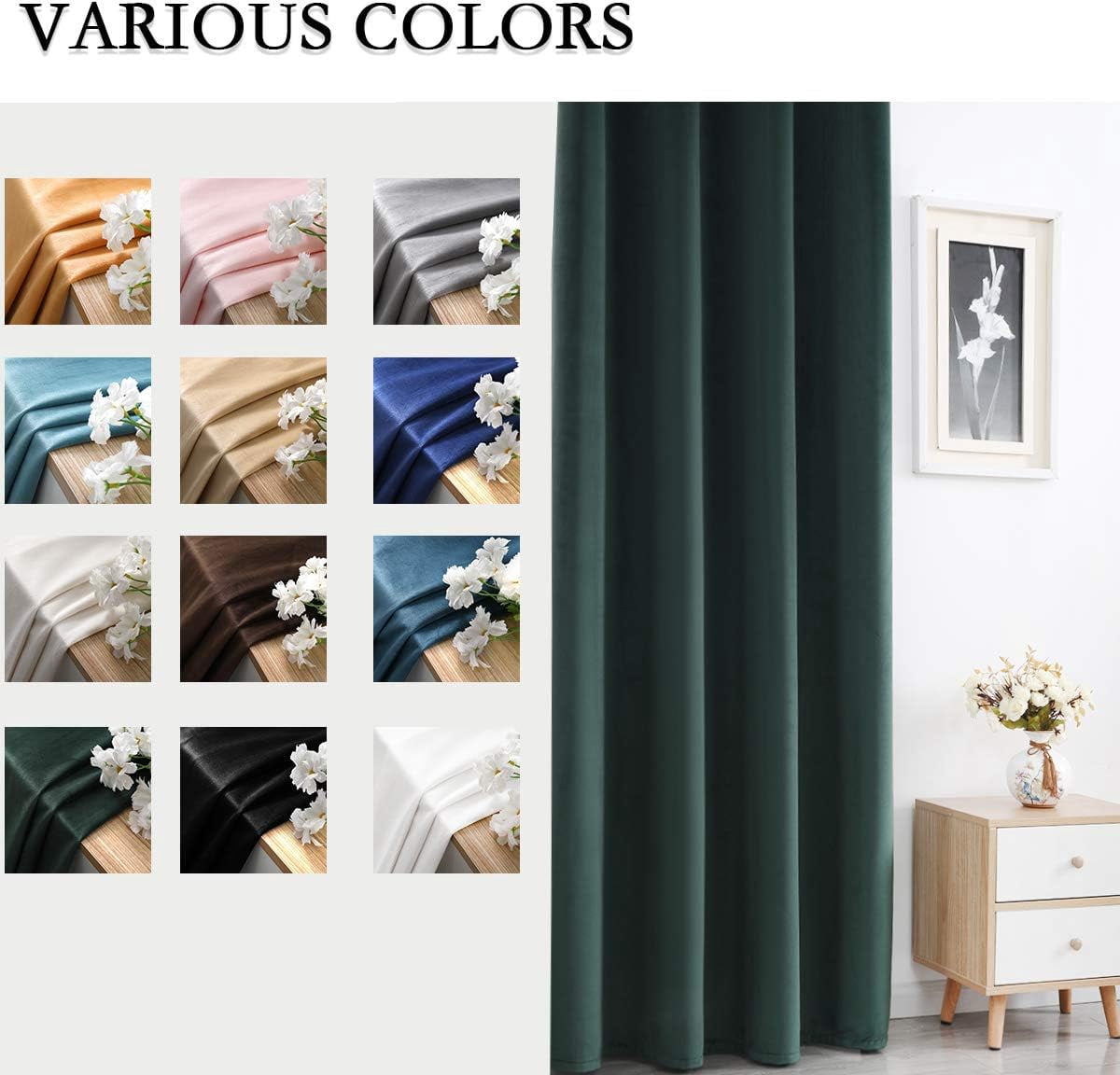 Velvet Curtains 84 inches Long Soft Velvet Curtains Grommet Velvet Thermal Insulated Curtains Window Treatment for Bedroom Light Filtering Velvet Curtains Set of 2 Panels