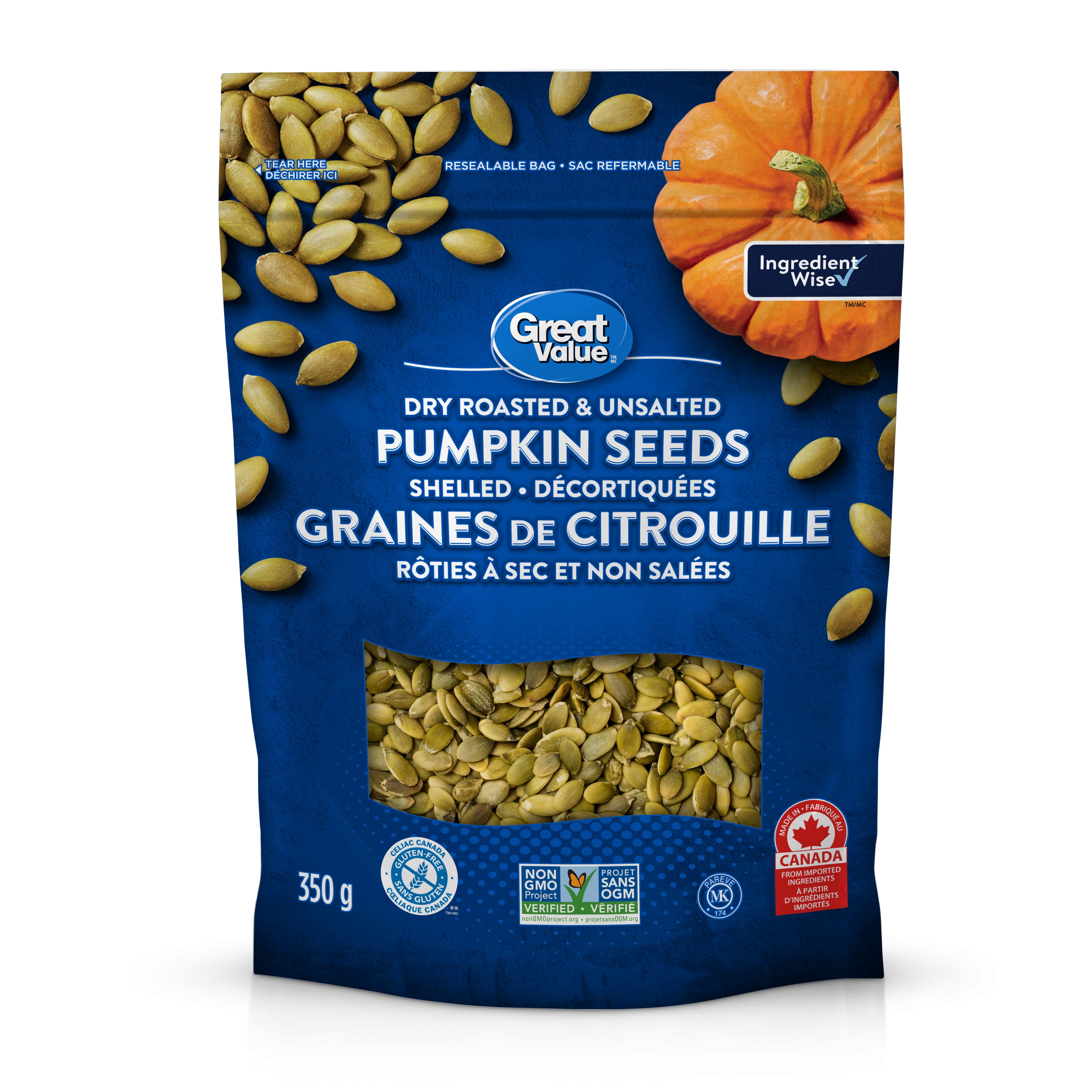 Great Value Dry Roasted & Unsalted Pumpkin Seeds