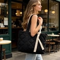 thumbnail image 1 of YiJuHui Quilted Down Shoulder Bag for Women, Large Capacity Tote Bag, Lightweight Nylon Work Purse, Commuter Laptop Bag, Casual Everyday Shoulder Bag with Zipper Pocket, 1 of 7