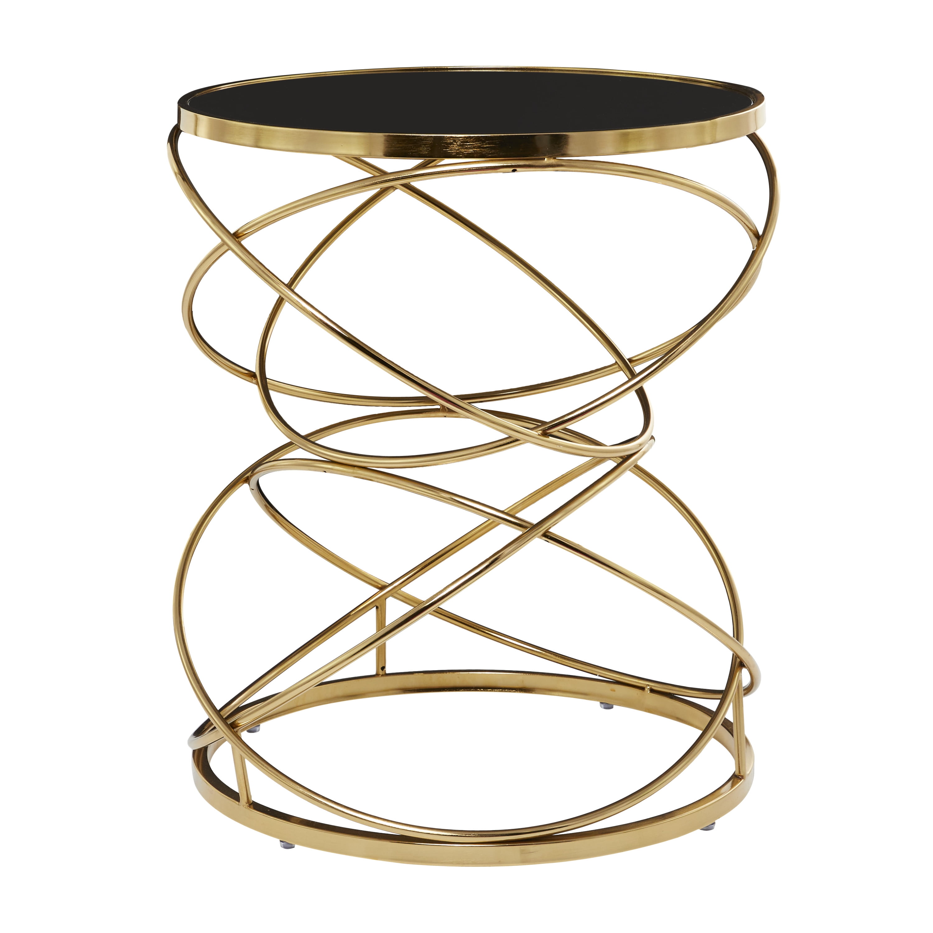 DecMode 20" x 24" Black Marble Accent Table with Spiral Base, 1-Piece