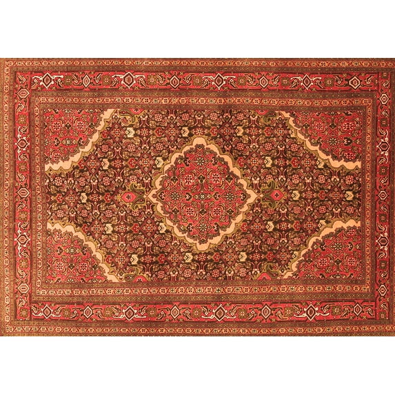 Ahgly Company Indoor Rectangle Medallion Orange Traditional Area Rugs, 7' x 9'