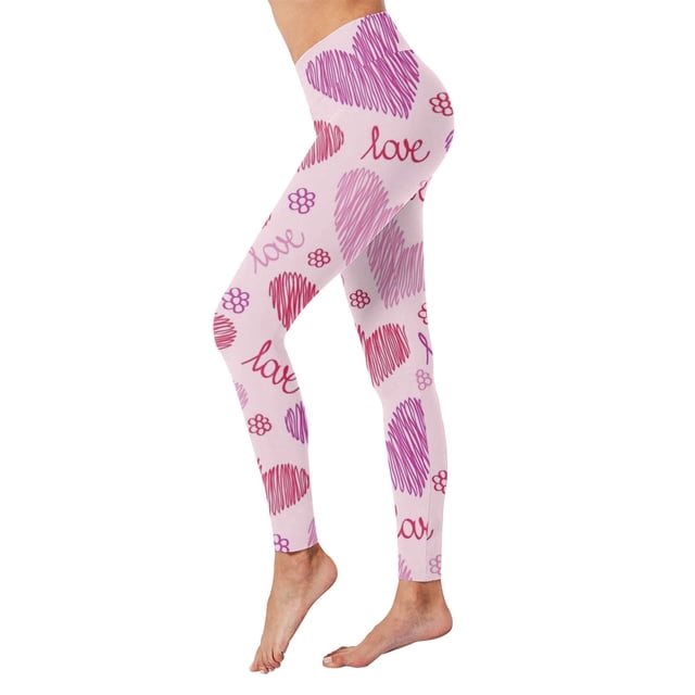 Gibobby Leggings Gluteos Mujer Pantalones yoga cintura alta con estampado San Valentín para mujer Medias compresión Yoga Running Fitness Leggings cintura alta(Rosa, M)