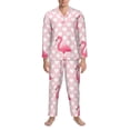thumbnail image 3 of Salouo Cute Flamingo with Heart Print Button-Front Long Sleeve Pajama Set for Men, Soft 2Pjs Men's Long Sleeve Sleepwear-Medium, 3 of 7