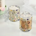 thumbnail image 2 of Yayeee 2 Pack Qtip Holder Bathroom Cotton Swab Canister with Lid Clear Dispenser Set, Blue Floral Rabbit, 2 of 6