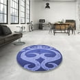 thumbnail image 4 of Ahgly Company Machine Washable Indoor Round Transitional Sky Blue Area Rugs, 3' Round, 4 of 7