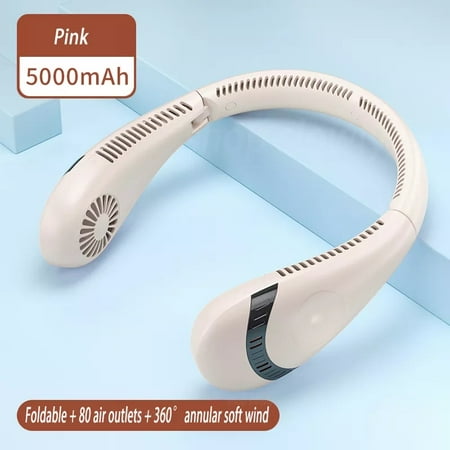 

Bladeless Neck Fan Leafless Last for 18 Hours Face Fans Around Neck 5000mAh for Hot Flashes Home Office Travel Outdoor Sports Small Folding Speed Adjustable Battery Operated Personal Mini Fan