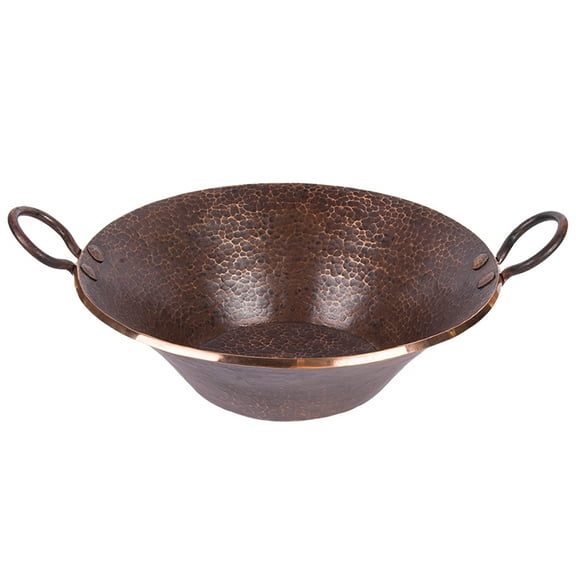 Premier Copper PVMPDB Round Hand Forged Old World Miners Pan Copper Vessel Sink