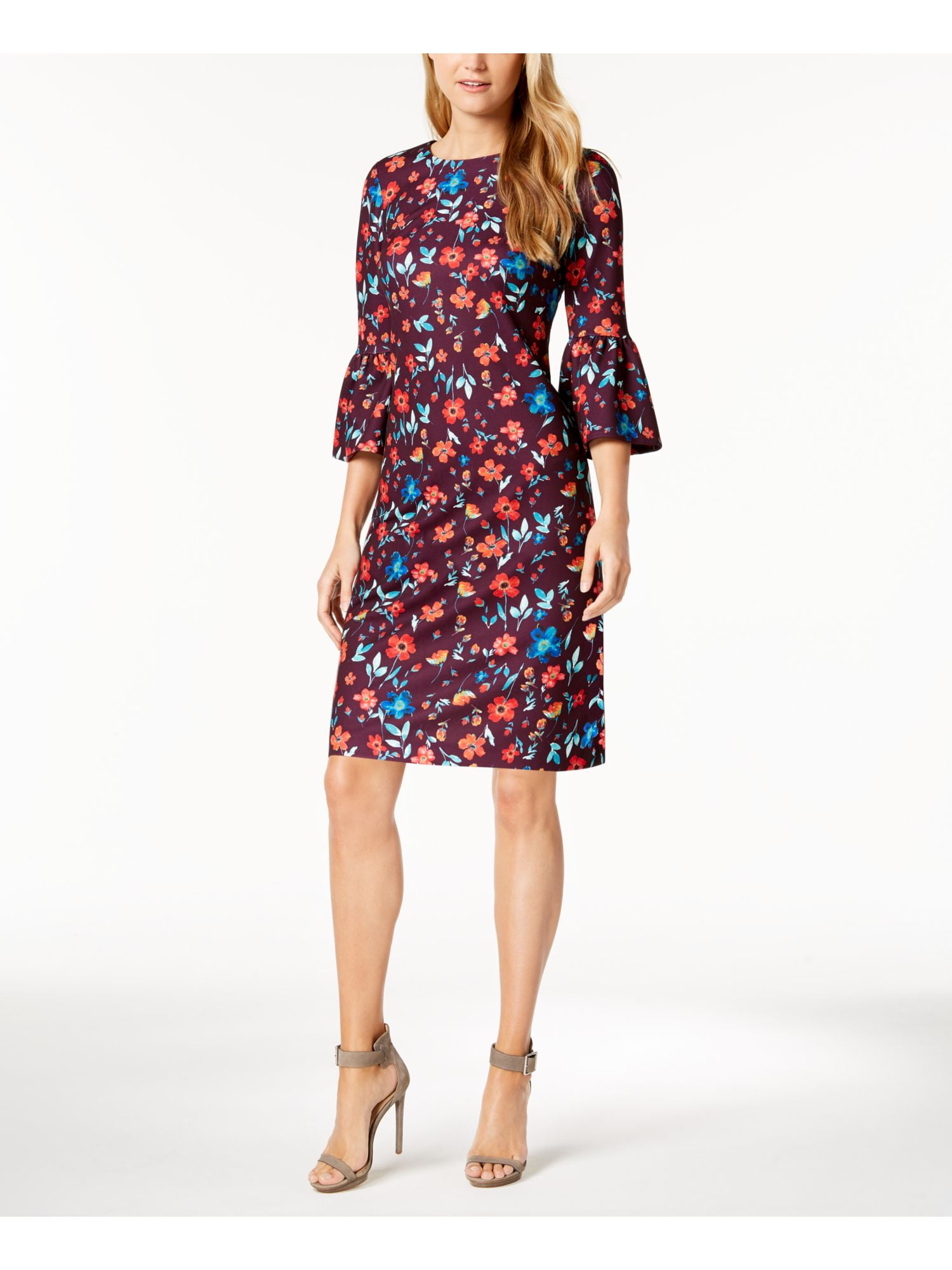 calvin klein purple floral dress