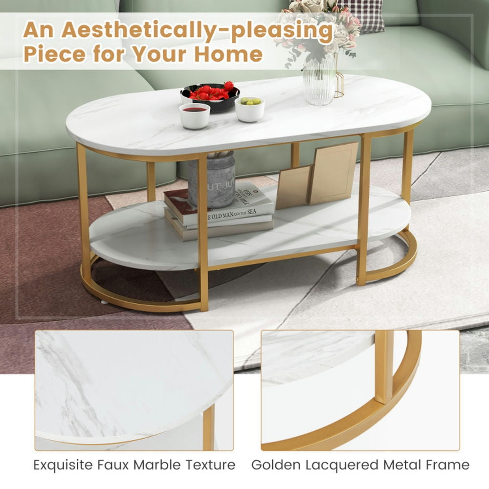 Finihen Coffee Table, Marble Coffee Table with Open Storage Shelf, for Living Room, Reception Room, White Finihen Coffee Table, Marble Coffee Table with Open Storage Shelf, for Living Room, Reception Room, White