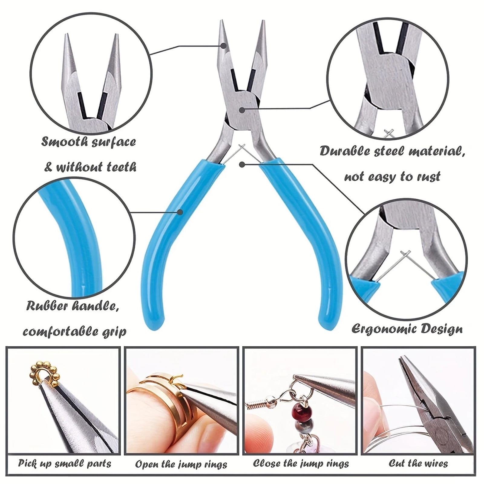 6 Pcs Jewelry Making Plier Tools with Needle/Chain/Round Nose Pliers and Wire Cutter for Jewelry Repair, Wire Wrapping, Crafts, Jewelry Making Supplies