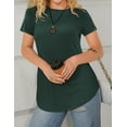 thumbnail image 4 of JYLFC Womens Shirts Summer Crew Neck Shirts Basic Short Sleeve Tshirt Loose Fit Casual Tunic Tops Green, L, 4 of 7