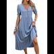 thumbnail image 1 of Vestido Informal de Verano para Mujer, con Volantes, Corta, Cuello en V, Botones, Estilo Bohemio, para Playa, Corte en A, Fluido, con Azul M, 1 of 10