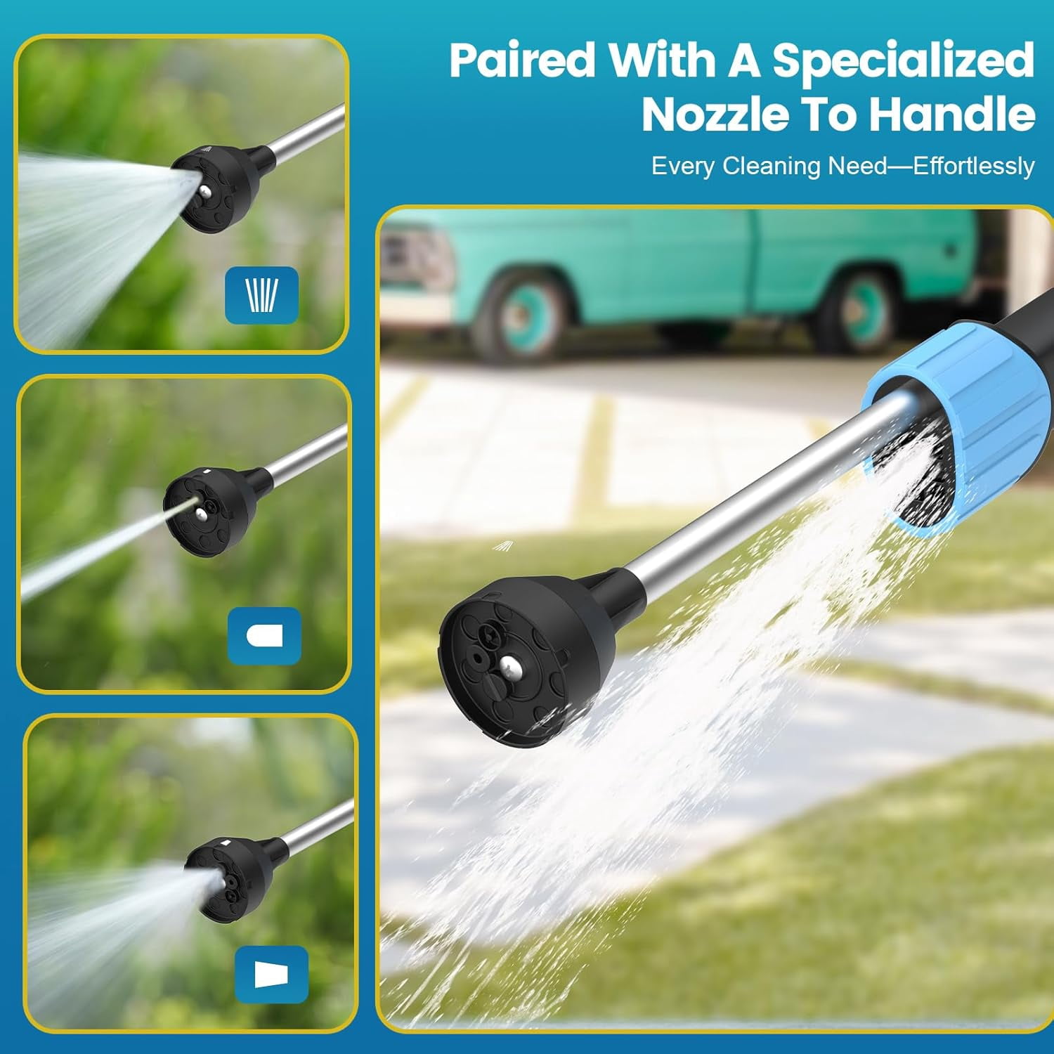 Car Wash Foam Gun for Garden Hose, Foam Cannon Car Wash Kit with Microfiber Wash Mitt, High Pressure Nozzle & 3 Spray Modes, Hose Foam Blaster for Cars, Trucks, RV, Motorcycle Cleaning - Blue