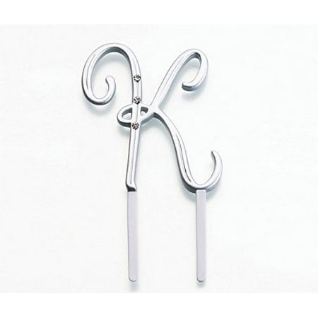 Lillian Rose Silver Rhinestone Monogram Small Letter K Cake Topper