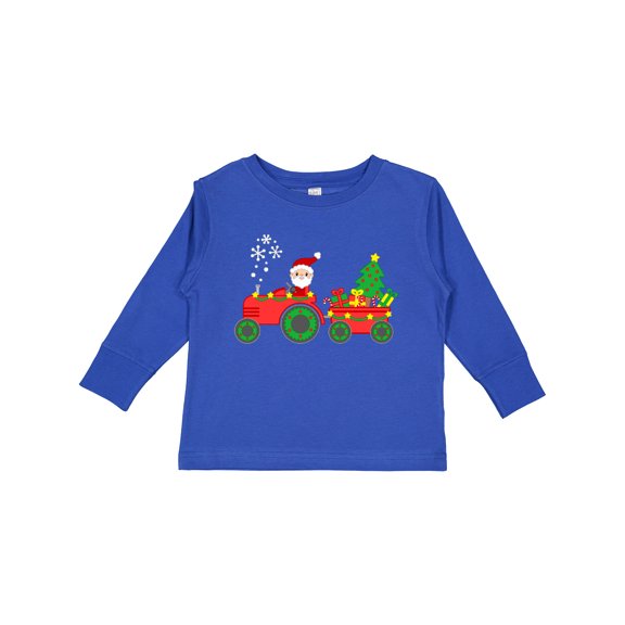 Inktastic Santa on Christmas Tractor Boys or Girls Long Sleeve Toddler T-Shirt