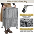 thumbnail image 5 of 90L Slim Laundry Hamper with Wheels, Rolling Laundry Basket with Lid and Renovable Liner Bag, Handwoven Rattan Organizer for bedroom, bathroom, laundry room (Pink), 5 of 8
