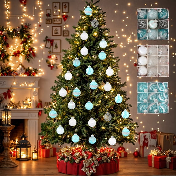 RKSTN Christmas Tree Ball Ornaments for Xmas Tree - 9 Pcs Shatterproof Transparent Christmas Tree Decorations, 3.15" Hanging Xmas Ball Ornaments Set for Holiday Party Ambiance Decoration
